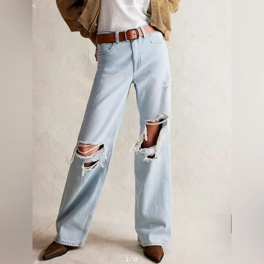 NWT We The Free by Free People Tinsley Baggy High Rise Straight Leg Jeans - Picture 2 of 13